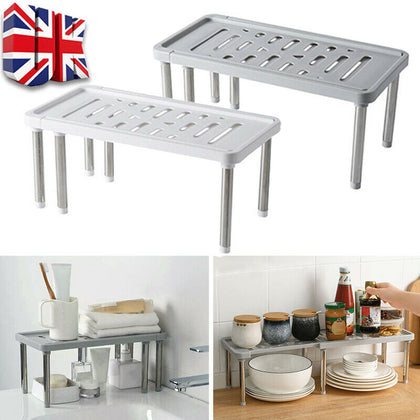 Adjustable Stand Rack Storage Shelf Cupboard Support Organiser Pantry Kitchen UK
