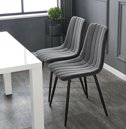Set of 2 Dining Chairs Soft Seat Back Velvet Living Room Chairs with Metal Legs