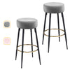 Pair of Round Velvet Bar Stools Kitchen Counter Dining Chairs Breakfast Barstool