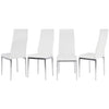 X Chrome Glass Dining Table+2/4 Slope Chairs Faux Leather Metal Legs Living Room