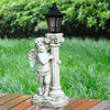 Resin Angel Statue with Lantern Solar Power Garden Lamp Post Figurine Ornament