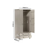 White Wash Pine 3 Door Triple Wardrobe with Drawers - Hampton HPT003