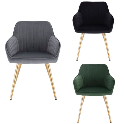 1x Kitchen Dining Chair Living Room Corner Chair with Velvet Steel Legs