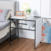Bed/Sofa Side Table C-Shaped Industrial Coffee Snack End Table w/Storage Castors