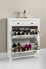 Shoe Storage Cabinet Deluxe with Storage Drawer Cotswold in White