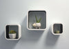 Set of 3 Floating Cube Square Wall Shelves – Two Tone Modern Storage Décor