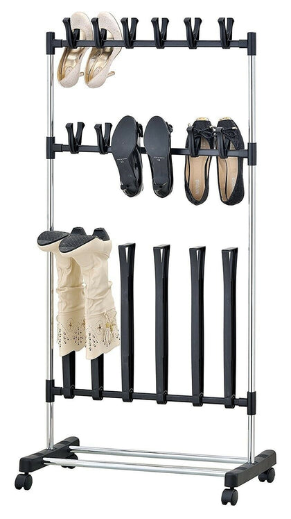 EHC Shoe and Wellington Boot Shoe Stand Rack / Walking Boot Stand On Wheels