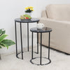 2x Marble Coffee Table 2 Round Side End Centre Table Living Room Furniture Black