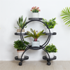 Portable Metal Plant Stand Retro Flower Cart Rack Movable Flower Pot Tray Holder