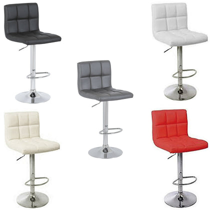 Cuban Chrome base & Gas Lift Faux Leather Kitchen Breakfast Bar Stool Swivel