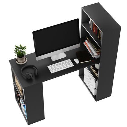 ELEGANT Black Office Computer Desk Study PC Laptop Table With Storage Shelf
