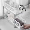 2 Tiers Bathroom Kitchen Storage Basket Shelf Stand with Slide Drawer Organizer