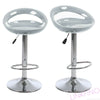 2* Grey Bar Stools Curved Glossy ABS Seat Gas Lift Swivel Chrome Leg Pub Club
