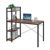 Industrial Style Metal Frame Wooden Computer Desk With 3 Storage Shelves Hooks U
