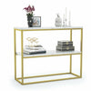 Narrow Console Table Marble Table Top with Gold Frame for Living Room