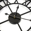 LARGE WALL CLOCK METAL BIG ROMAN NUMERALS GIANT OPEN FACE HOME DECOR 40CM BLACK
