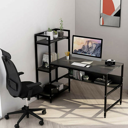 136CM Large Computer Desk Corner Laptop PC Table 2 Tier Shelf Wooden Workstation
