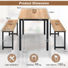3 PCS Dining Table Set Dining Table & 2 Benches Kitchen Space-Saving Furniture