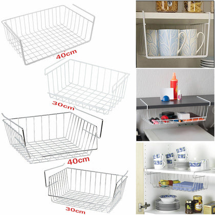 LARGE UNDER SHELF STORAGE BASKET RACK KITCHEN CUPBOARD ORGANISER HEAVY DUTY