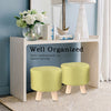 Fabric Ottoman Wooden Footstool Foot Stool Rest Pouffe Seat Cotton Linen Green
