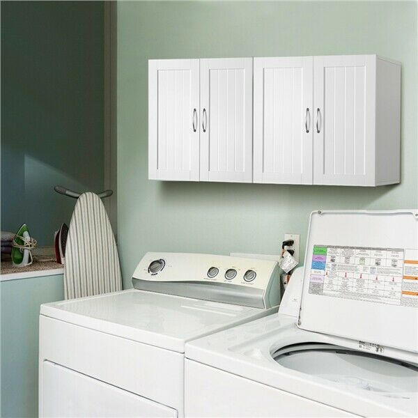 Bathroom Wall Cabinets Cupboard with Double Door & Adjustable Shelf Storage Unit