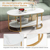 Modern Faux Marble Coffee Table 2-Tier Rectangular Chic Cocktail Accent Table
