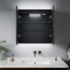 LED Bathroom Mirror Cabinet Black with Shaver Socket Illuminated Lights 630x650