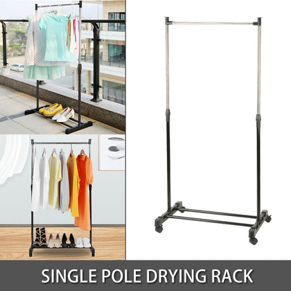 Heavy Duty Commercial Garment Rack Rolling Collapsible Clothing Shelf w/ Wheels