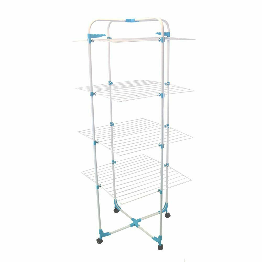 Clothes Airer Horse Winged Tier Tower Indoor Metal Laundry Drying Rack White