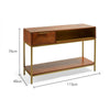 Spinningfield Console Table | Solid Mango Wood Hall Table w/ Brass Accents