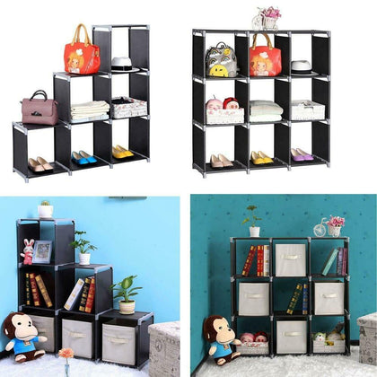 Bookcase Storage Shelf Corner Unit Cube 3 Tier Strong Shelving Home Office