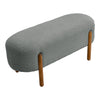Curly Velvet Faux Fur Bench Padded Footstool Entryway Seat with Wooden Legs
