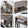 Industrial Style Console Table w/ 3 Compartments Metal Frame Foot Pads Grey