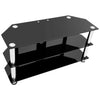 TV Stand Table for 32‘’-55‘’ TV Black Glass 100cm - TV Unit Living Coffee Table