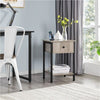 Bedside Table with 1 Drawer Nightstand Metal-Framed Rustic End Side Table,Gray
