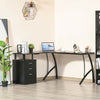 Black Corner Desk with Storage Cabinet Drawer Home Office L Shape Computer Table