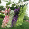 1-24pcs Artificial Wisteria Fake Garden Flowers Vines Hanging Outdoor Home Decor