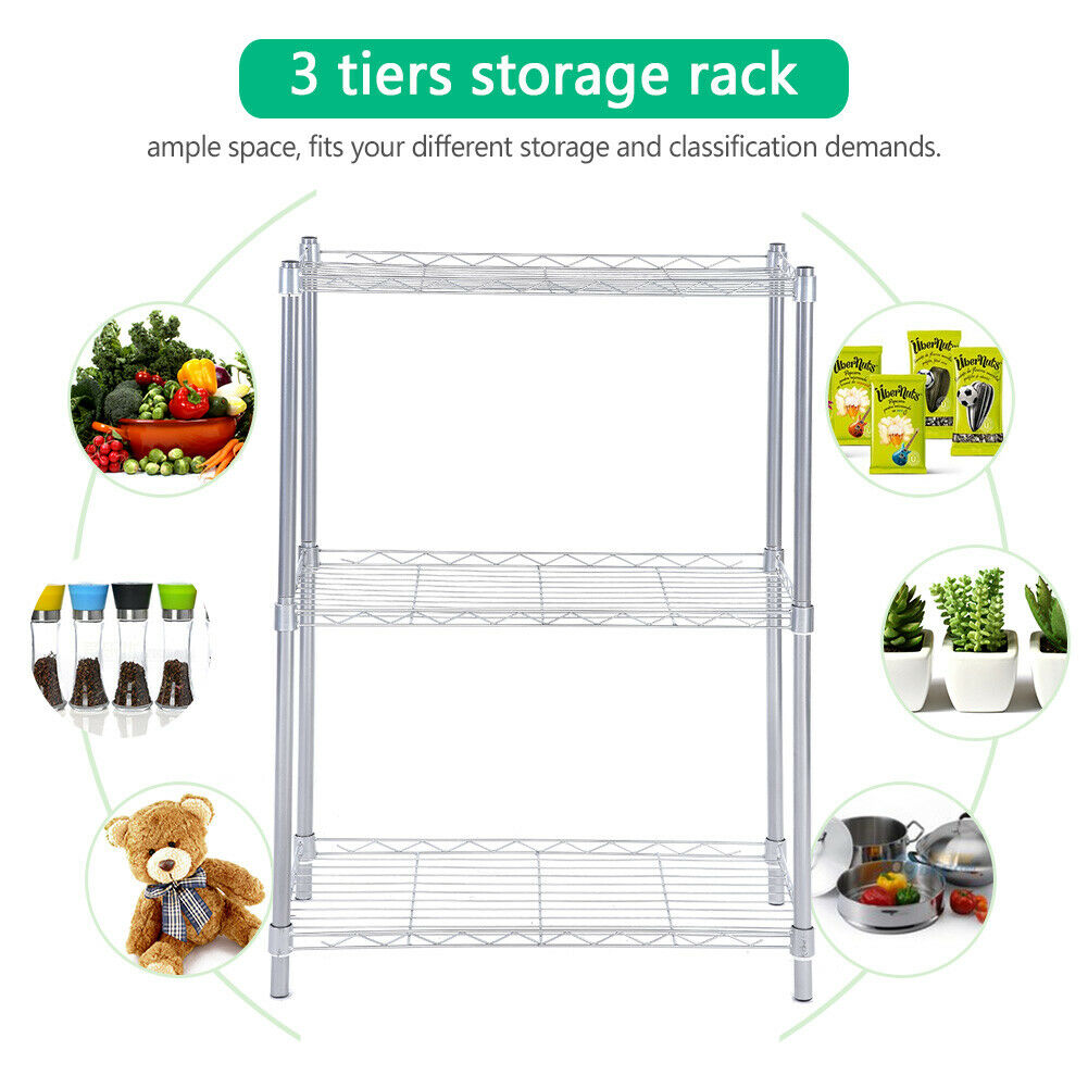3 Tier Storage Stand Book Shelf Bathroom Kitchen Oven Rack Display Shelving Unit