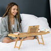 Bamboo Bath Tub Tray Extendable Caddy Rack with iPad Stand and Wine Glass Holder