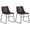 2PCS Faux Leather Dining Chairs Kitchen Dining Room Chair Industrial Metal Frame