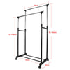 GARMENT RACK SINGLE DOUBLE SILVER BLACK ADJUSTABLE PORTABLE CLOTHES RAIL STAND