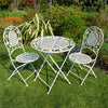 Grey Bistro Set Outdoor Patio Garden Furniture Table and 2 Chairs Metal Frame