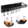 Metal Kitchen Organiser Hanging Shelf Pots Spices Rack Storage Holder w/ 6 Hooks
