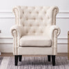 Fabric Linen Upholstered Armchair Living Room Office Tufted Accent Sofa Chair