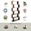 6-tier Bookcase Industrial S-Shaped Bookshelf Wooden Storage Display Shelf Home