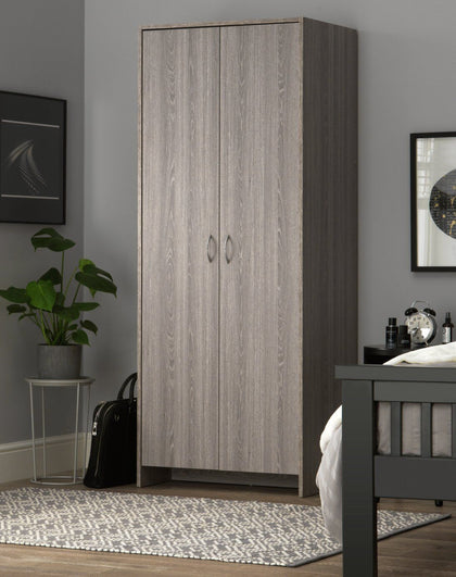 2 Door Wardrobe - Grey Oak Effect