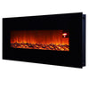 Electric Fireplace Wall Mount Fire Flicker Flame Black Glass with Remote 30"-50"