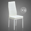 6 Dining Chairs White Faux Leather Padded Seat Kitchen Living Room Furniture