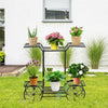 Black Metal Outdoor Indoor Plant Stand Multiple Tiered Plant Cart House Decorati