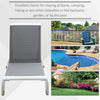 Outdoor Chaise Patio Lounge with 5-Level Adjustable Back Wheels Texteline Grey